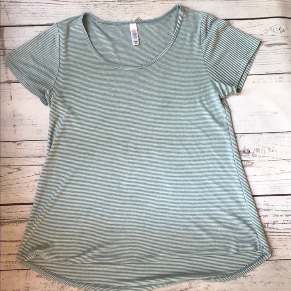 Blue and White Striped LuLaRoe Classic T